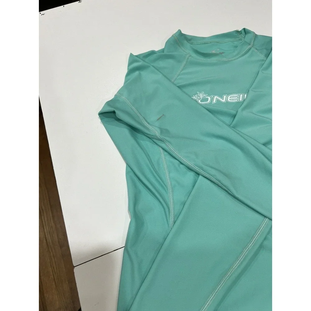 ONeill Skins Rash Guard Shirt Womens L Shirt Green UPF 50+ Long Sleeve Surf